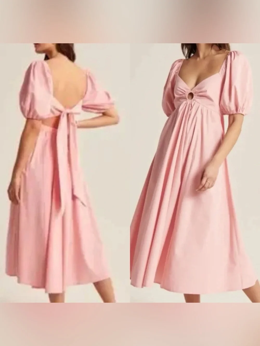 Abercrombie & Fitch Puff Sleeve Midi Dress